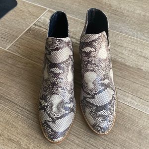 Size 7.5 Snakeskin ankle boots. Worn once.
